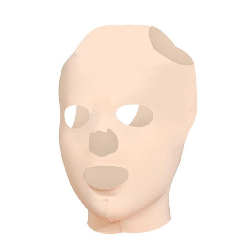 Sleep bandage for lifting and firming a small V-shaped face, reducing sagging nasolabial folds and double chin; full face seamless slimming mask.